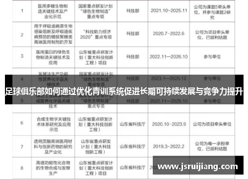 足球俱乐部如何通过优化青训系统促进长期可持续发展与竞争力提升